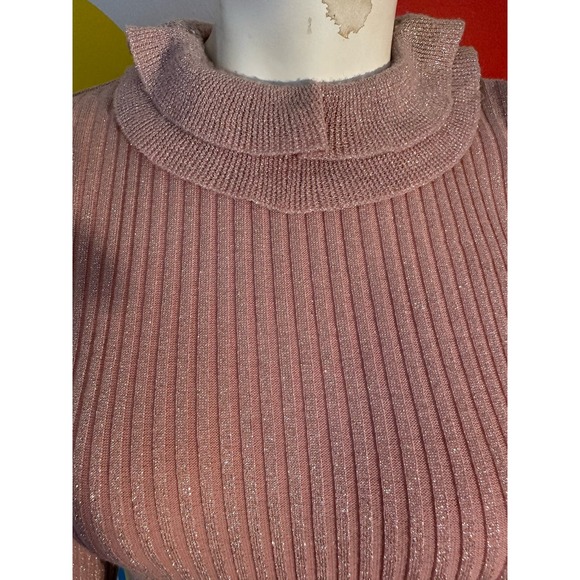 1970s 1960s vintage candy stripe pink wool maxi dress small Banff lurex metallic - Picture 7 of 9